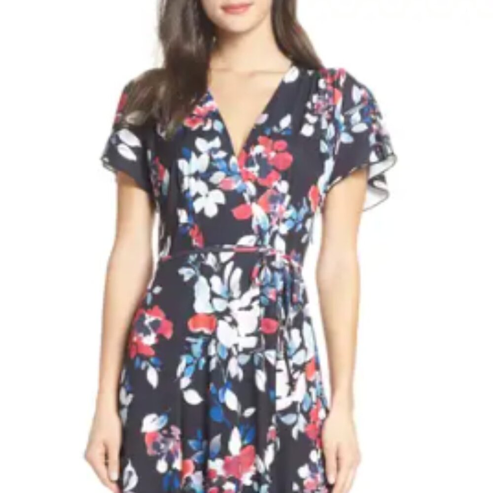 French Connection Black and Red Floral Maxi Dress